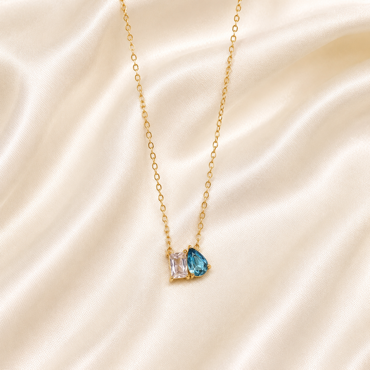 Elegant Blue White Stone Necklace