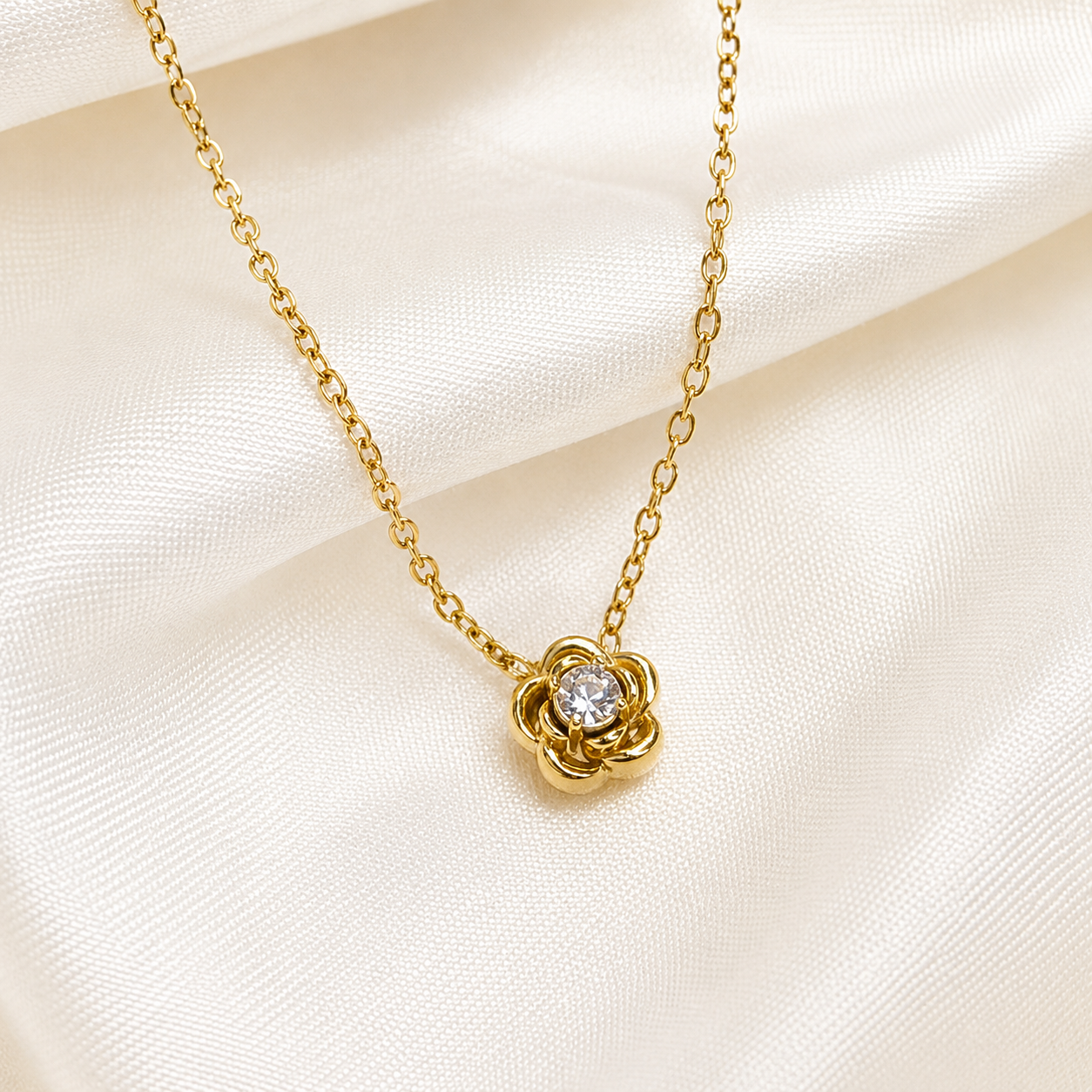 Minimalist Gold Rose Pendant Necklace