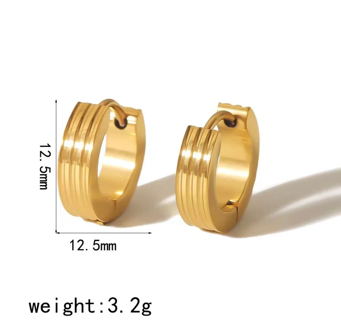 Gold Hoop Earrings – Minimal Ribbed Huggies