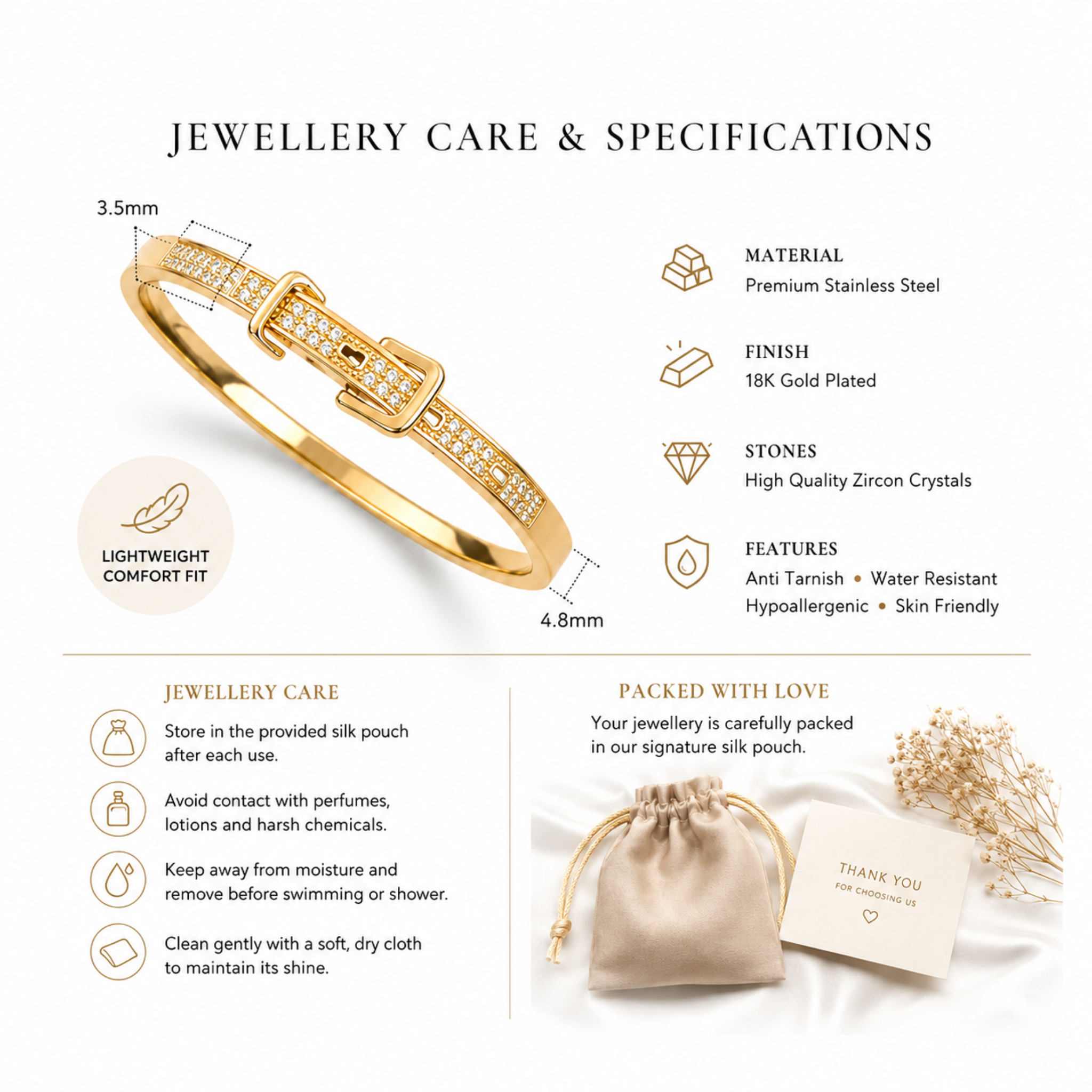 Gold Plated Buckle Bracelet