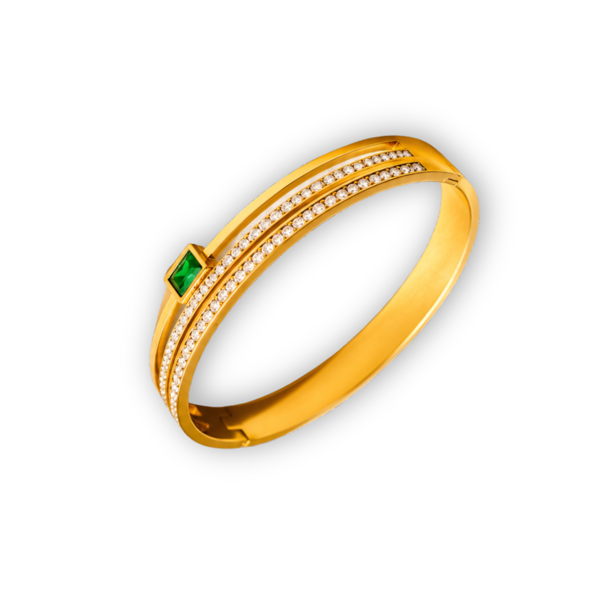 ORNÉ Green Stone Gold Bangle