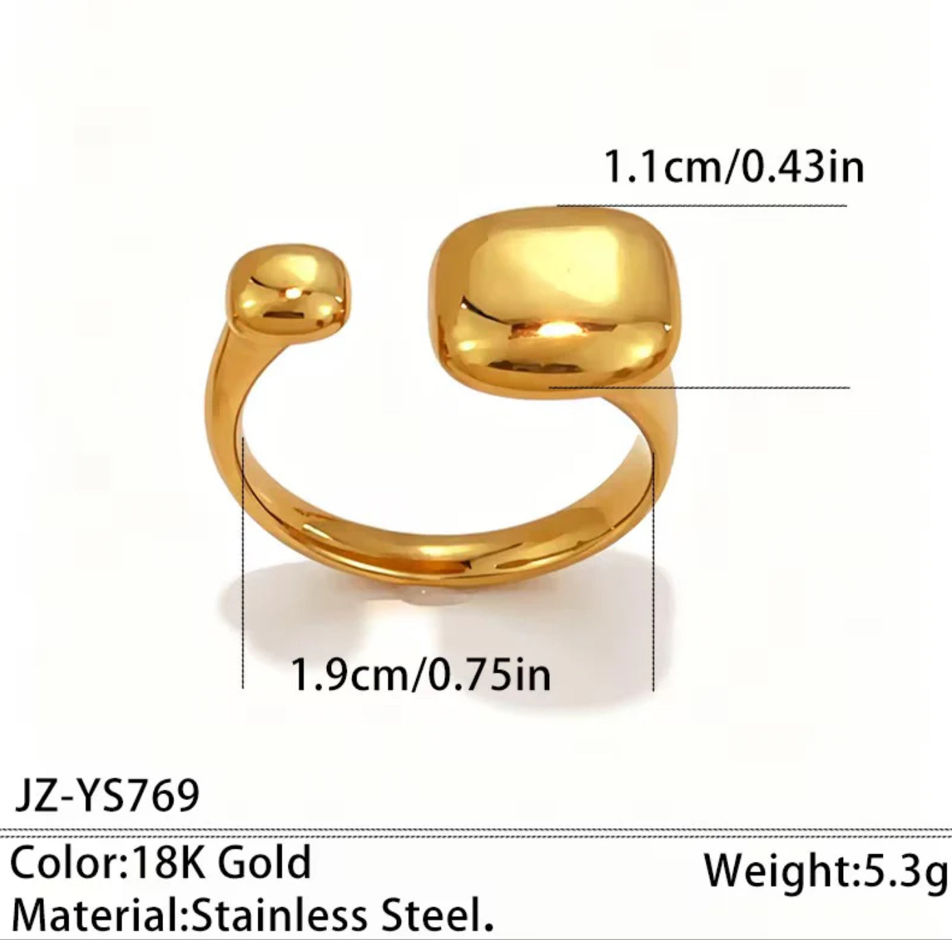 Bold Open Adjustable Gold Ring