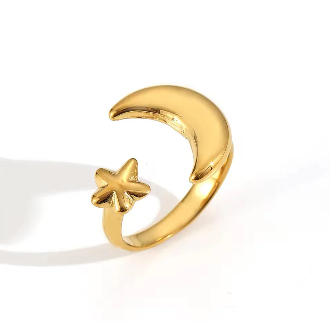 Moon Star Open Adjustable Ring