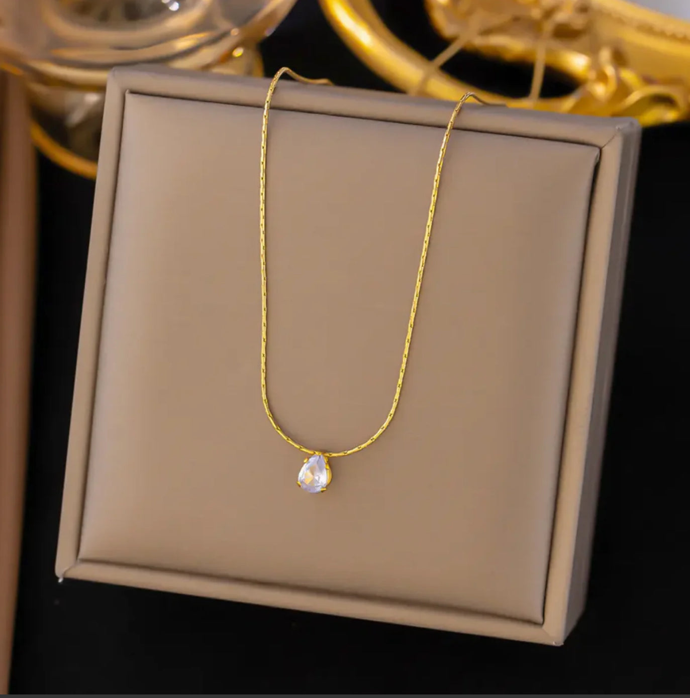 Gold Heart Crystal Necklace