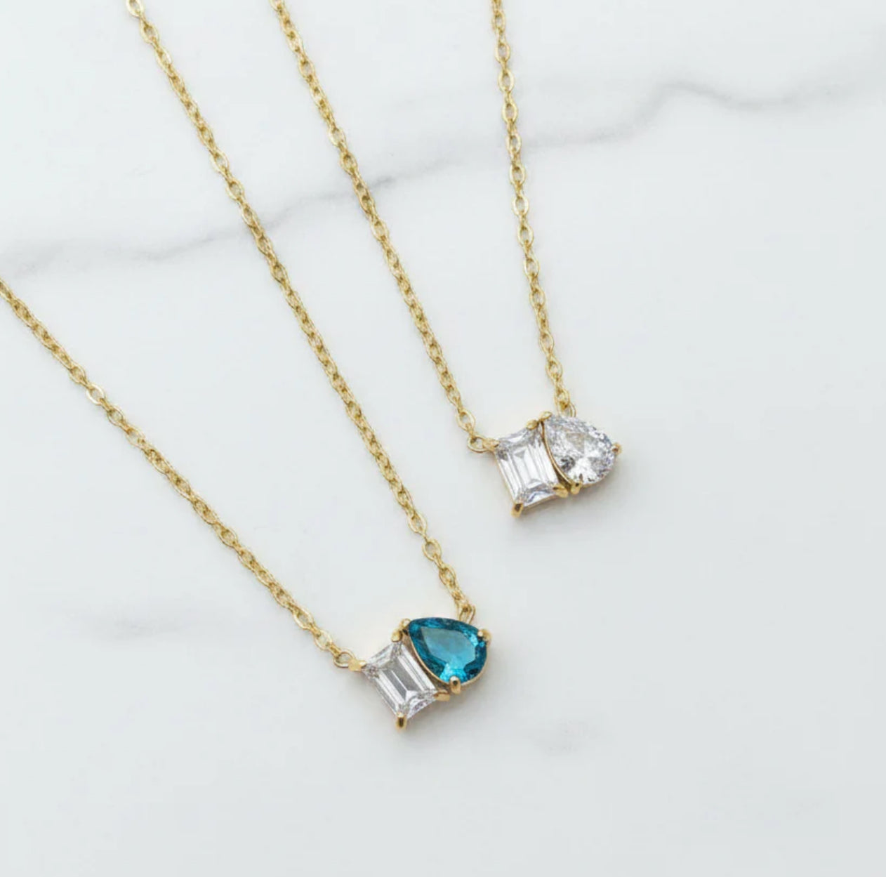 Elegant Blue White Stone Necklace