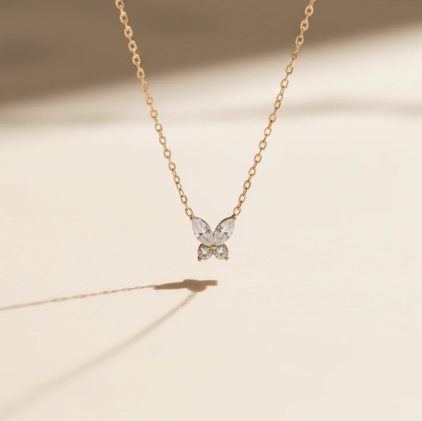 Celeste Butterfly Crystal Necklace – Gold Finish