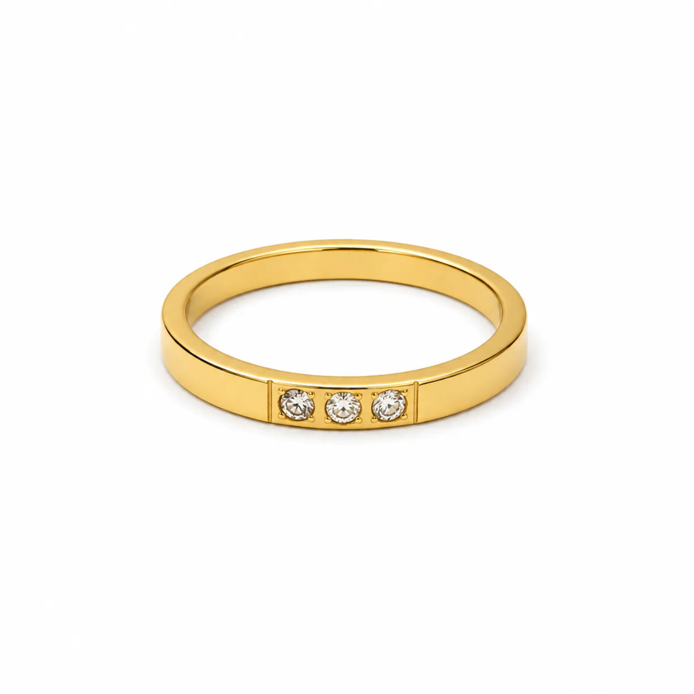 Minimal Gold Triple Stone Ring