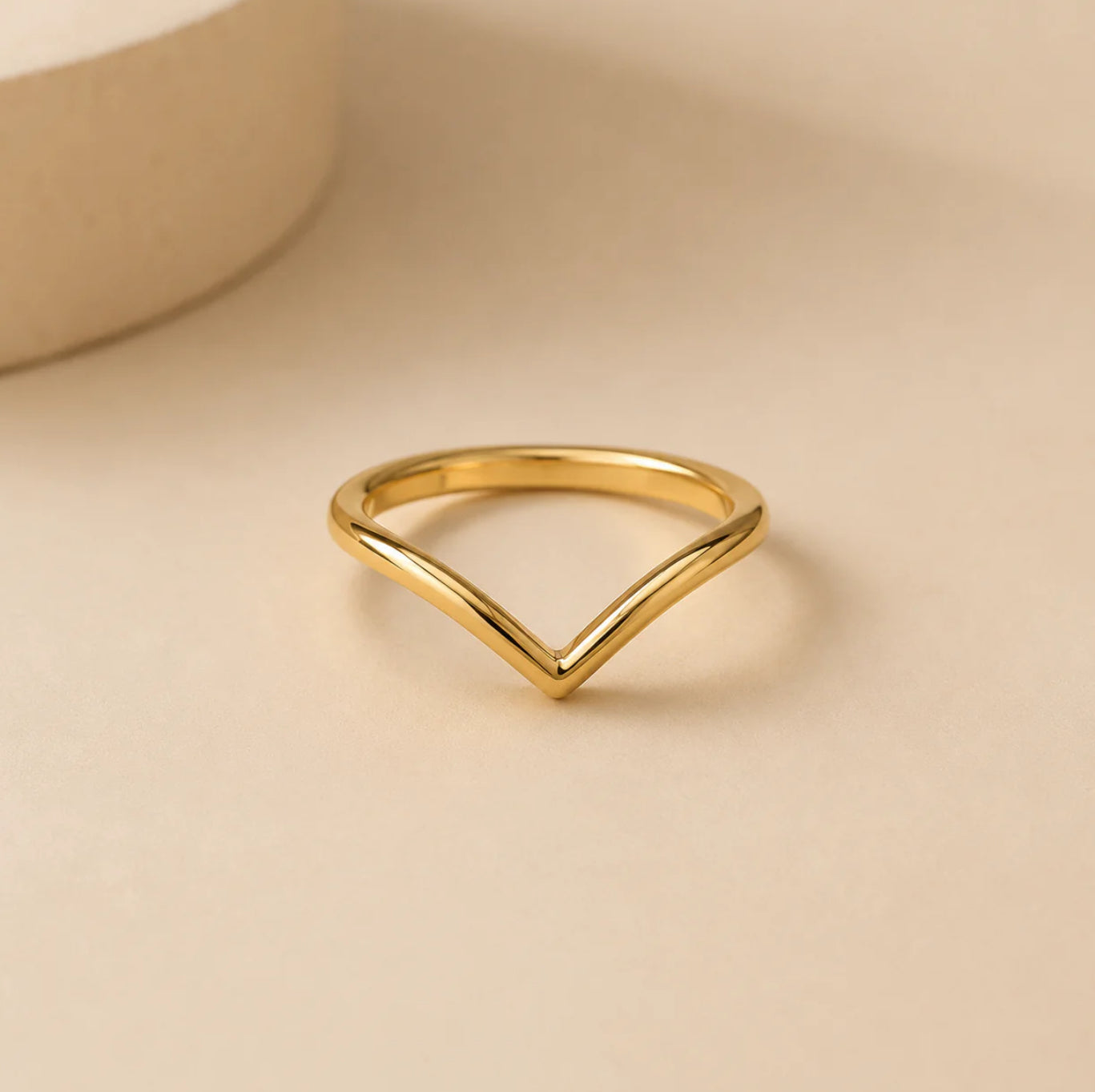 Minimal V Shape Gold Ring
