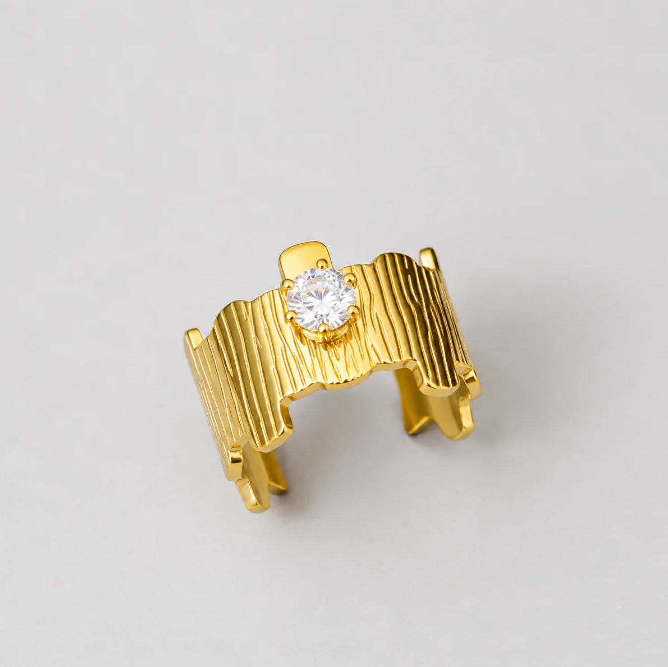 Gold Textured Zircon Ring