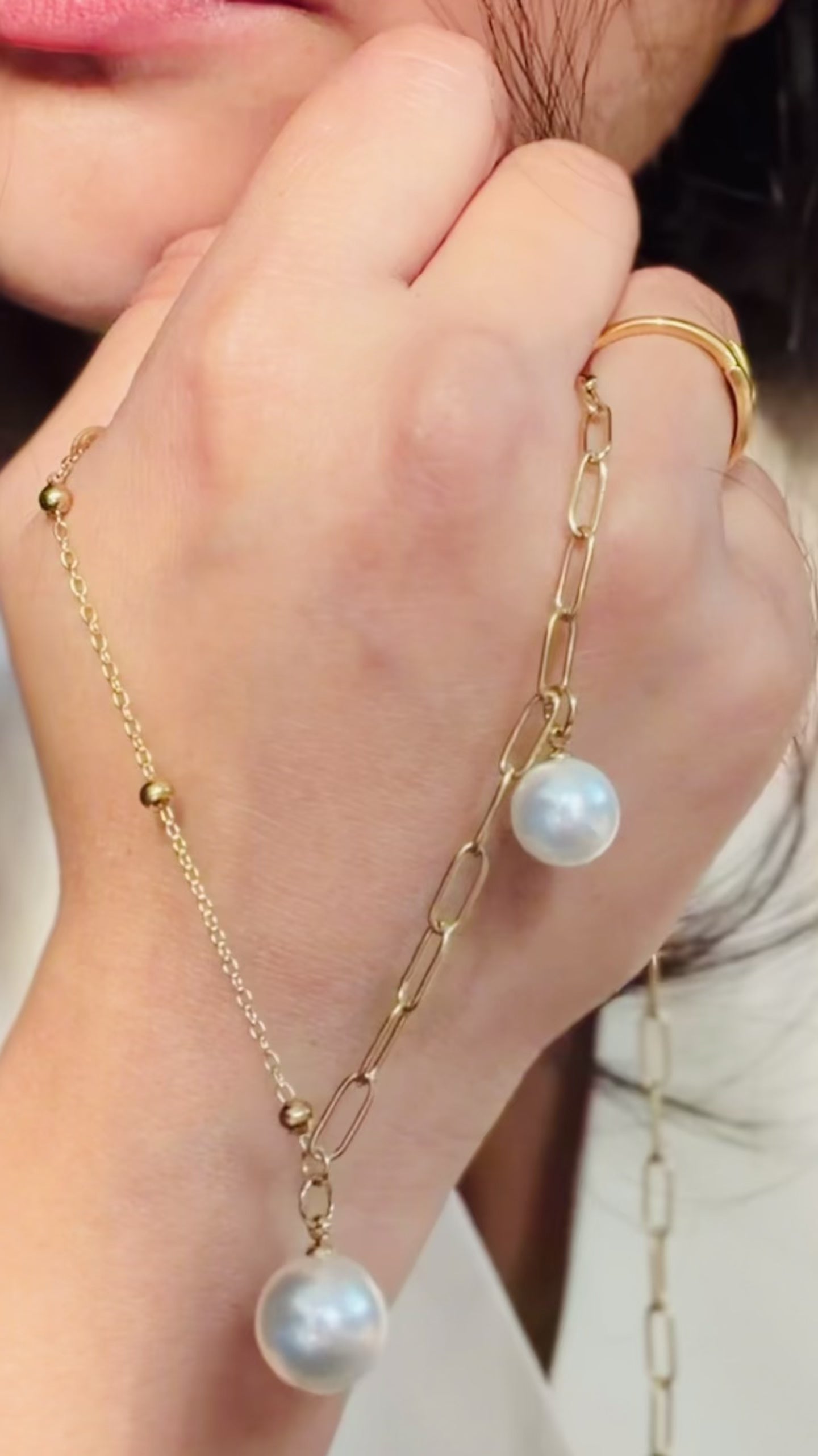 ORNÉ Dual Pearl Chain Necklace
